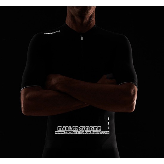 2019 Maillot Ciclismo La Passione Noir Blanc Manches Courtes et Cuissard